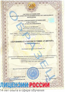 Образец сертификата соответствия аудитора №ST.RU.EXP.00006191-2 Урай Сертификат ISO 50001